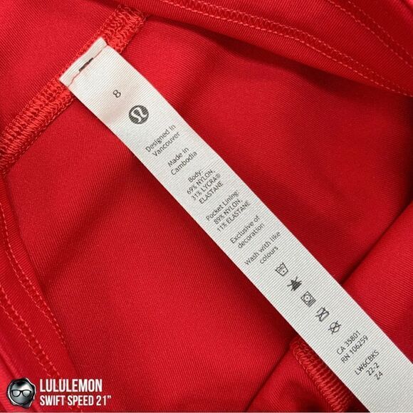 LULULEMON SWIFT SPEED HIGH-RISE 21” CROP DARK RED PETITE WOMEN’S SIZE 8 LEGGINGS - Picture 14 of 16